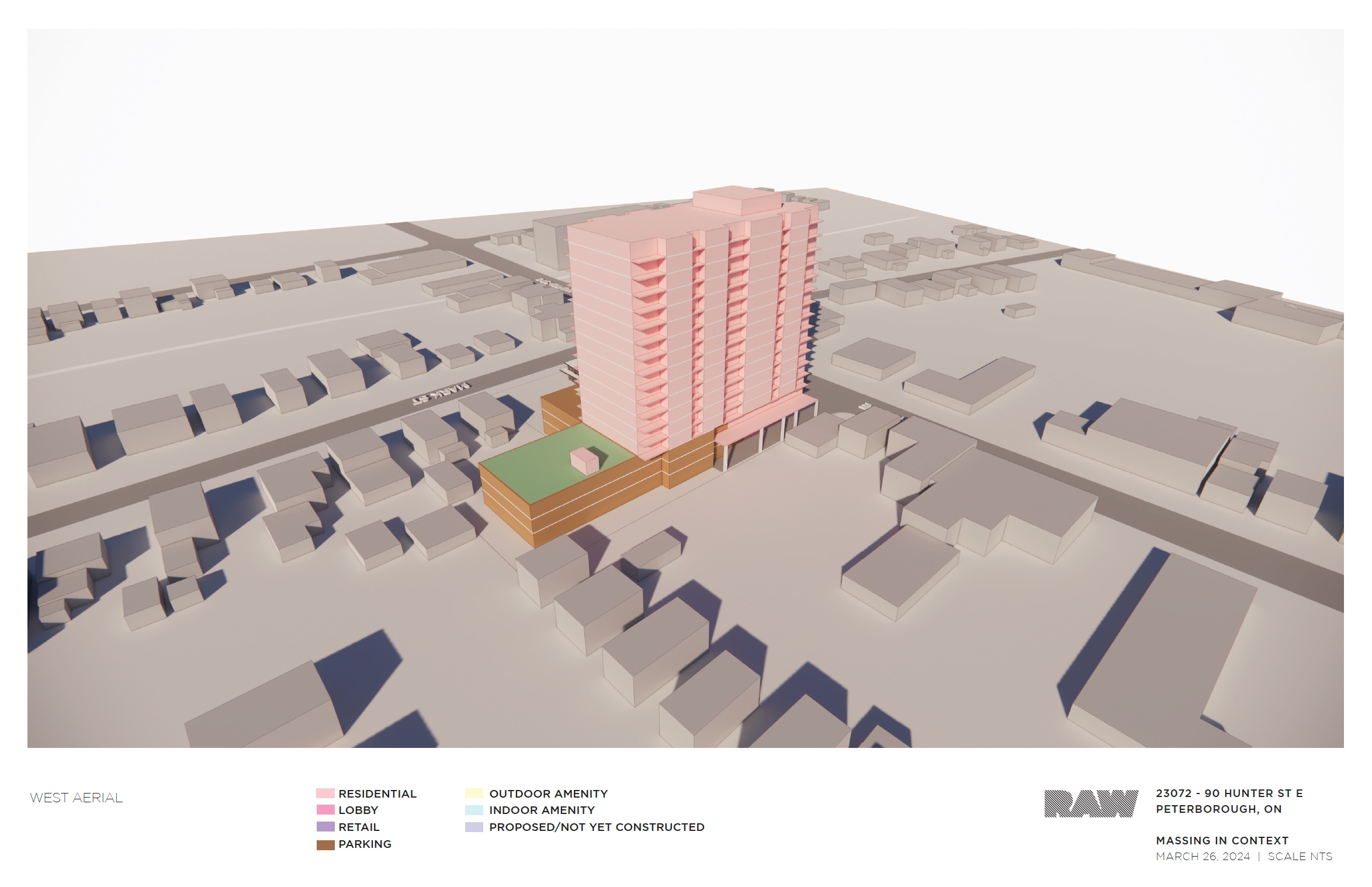 massing analysis for the 17-storey building