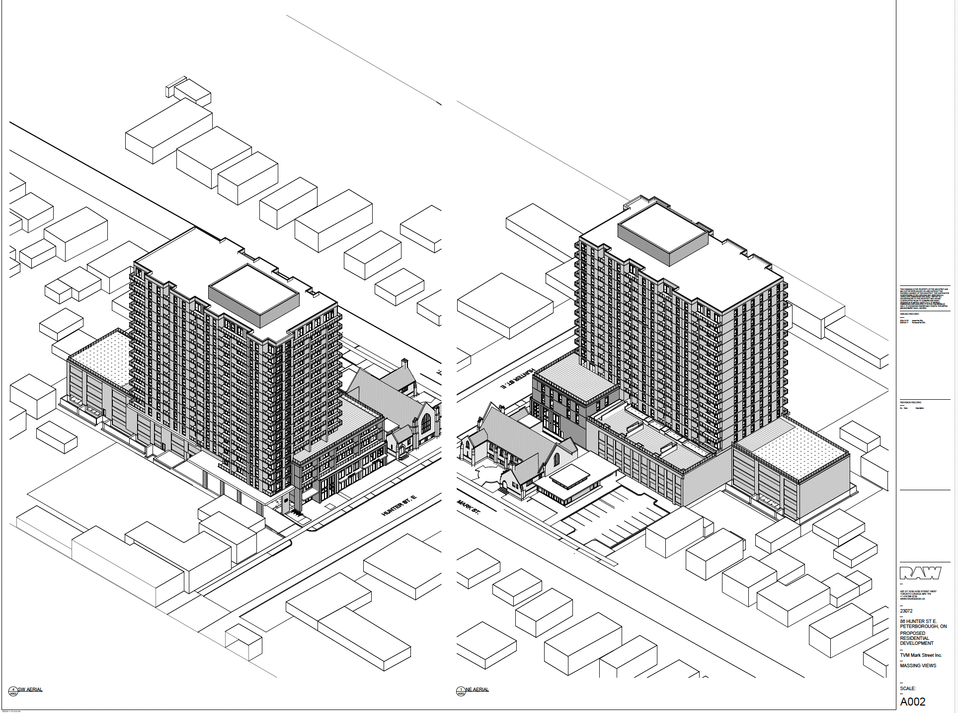 massing analysis for the 17-storey building