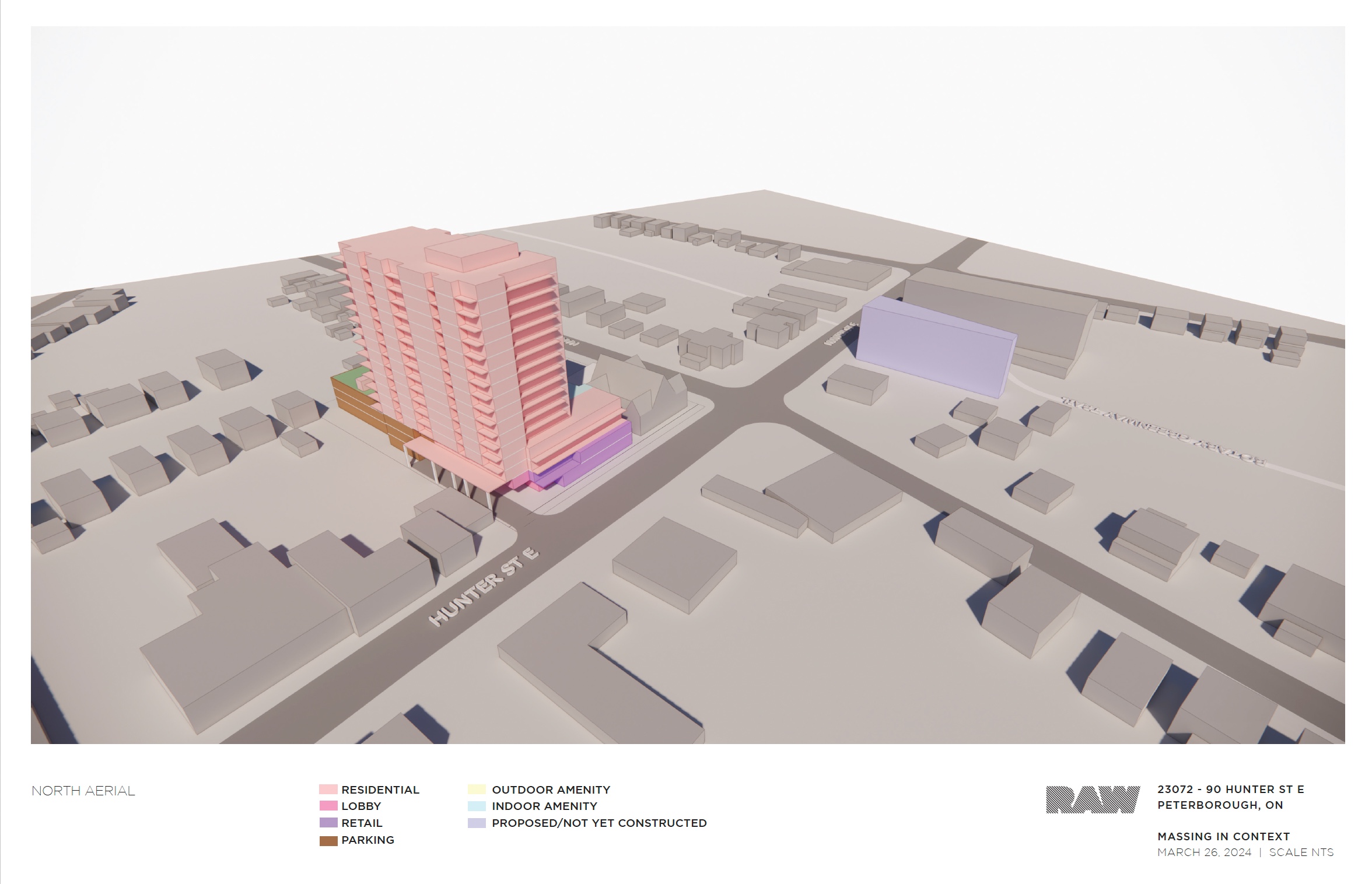 massing analysis for the 17-storey building