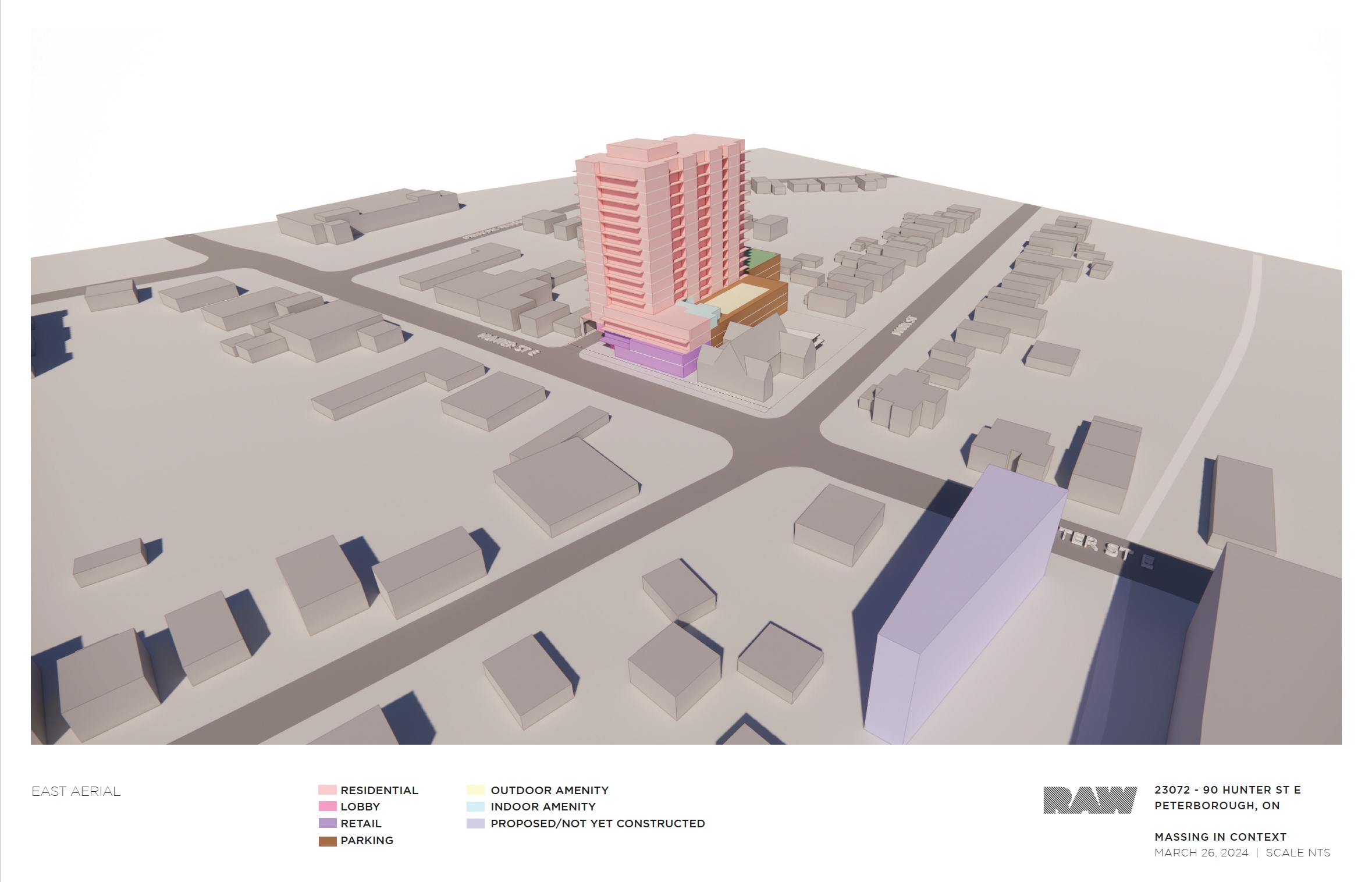 massing analysis for the 17-storey building