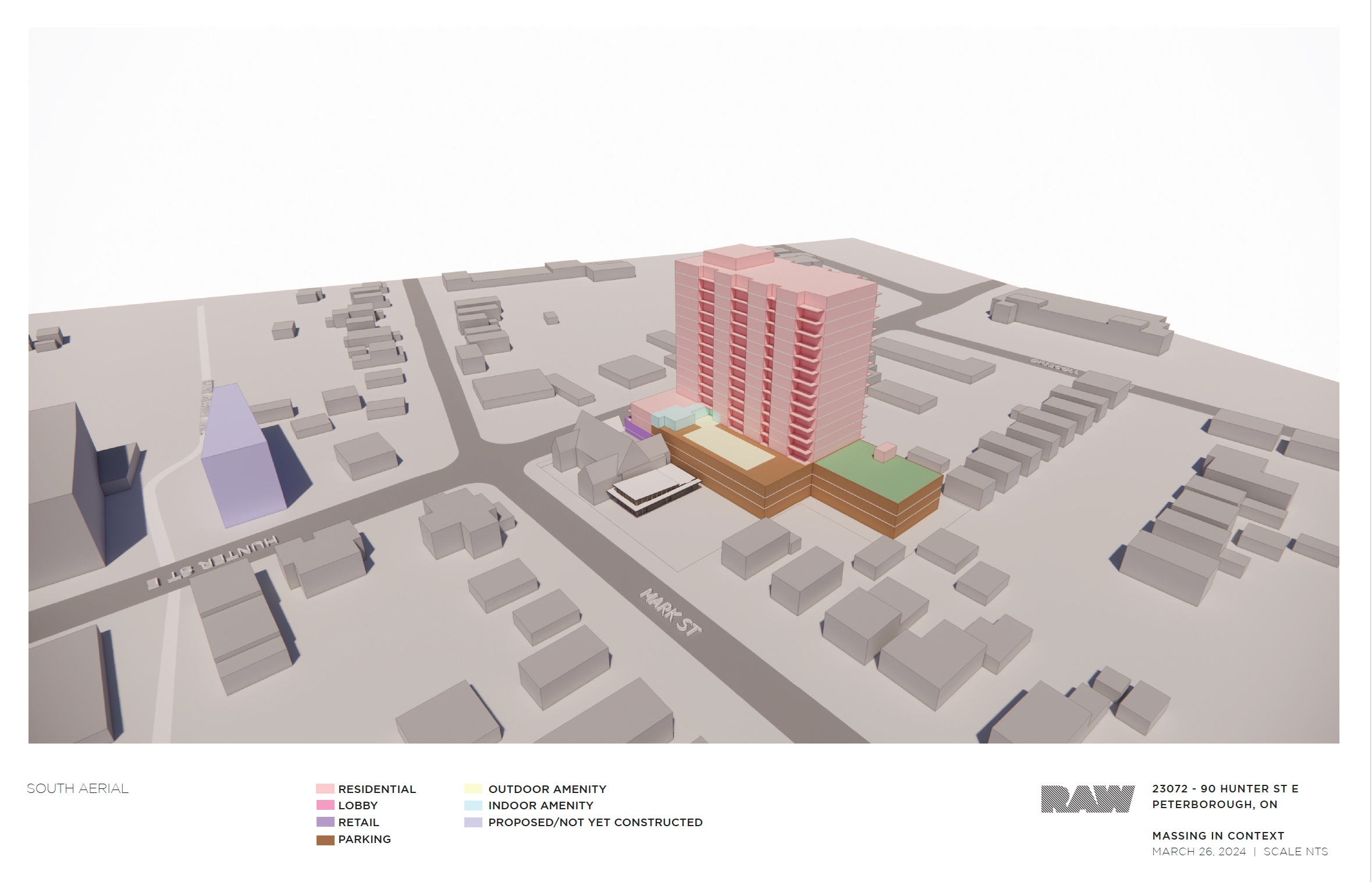 massing analysis for the 17-storey building