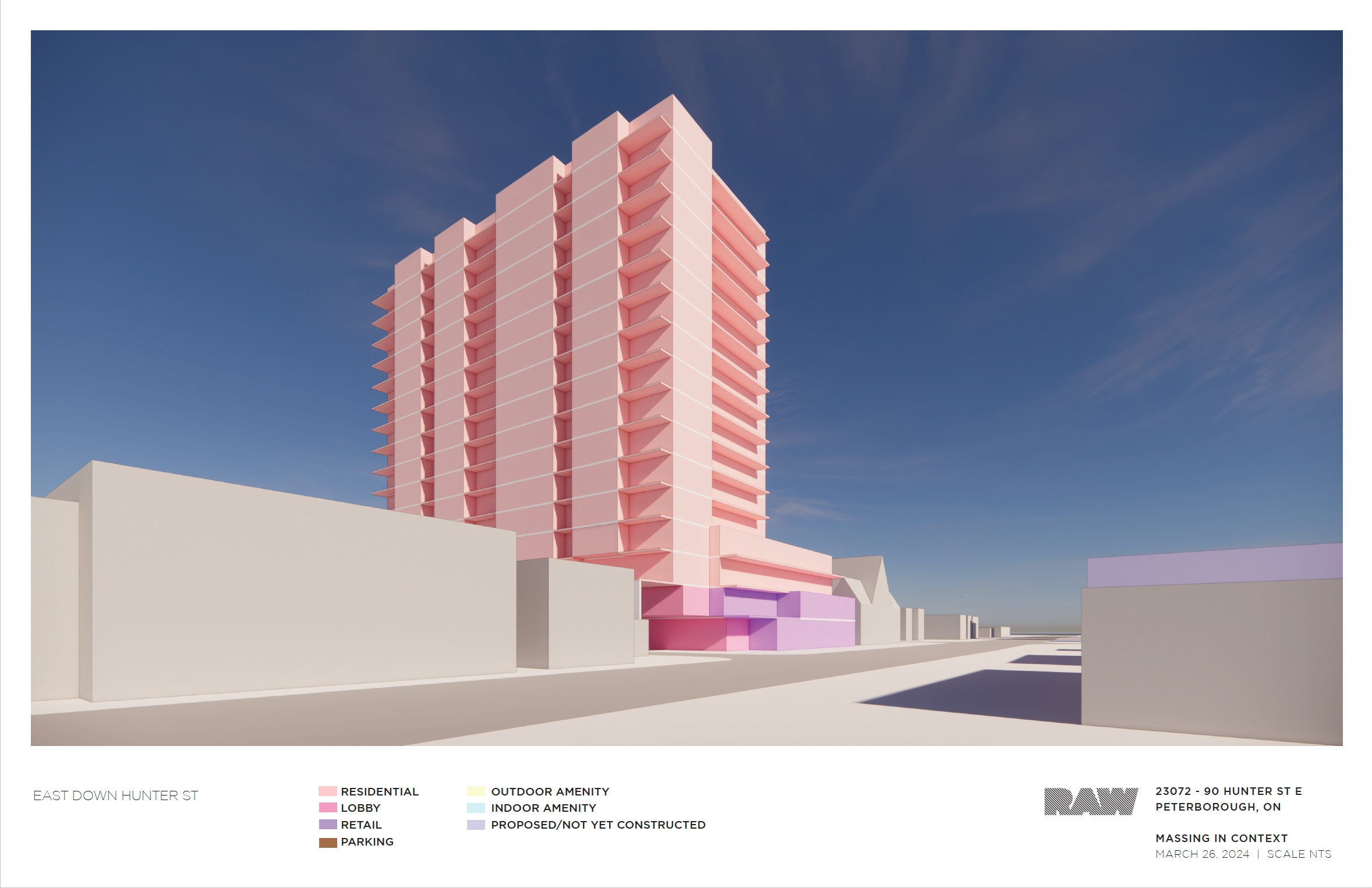 massing analysis for the 17-storey building