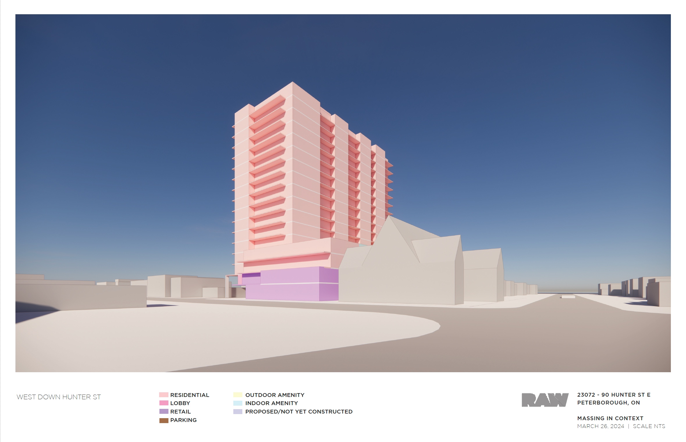 massing analysis for the 17-storey building