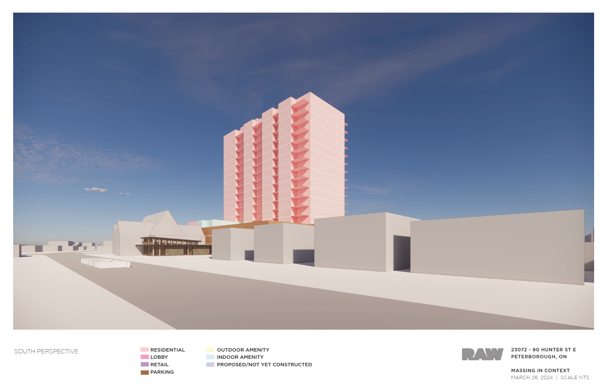 massing analysis for the 17-storey building